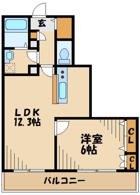 グラスガーデン相模大野(1LDK/2階)の間取り写真