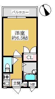 スペーシャス多田(1K/3階)の間取り写真