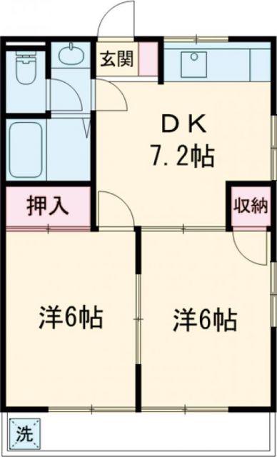 トーシンハイツ向山(2DK/3階)の間取り写真