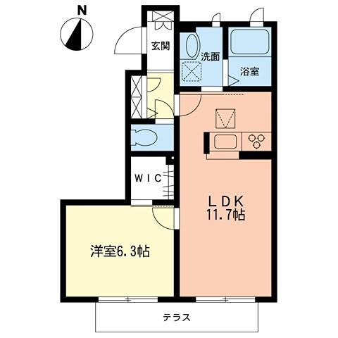 若宮ハイツ坂下(1LDK/1階)の間取り写真