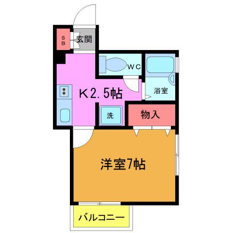 ポンテリブロ(1K/2階)の間取り写真