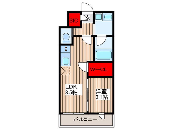 デュオフラッツ大宮(1LDK/4階)の間取り写真