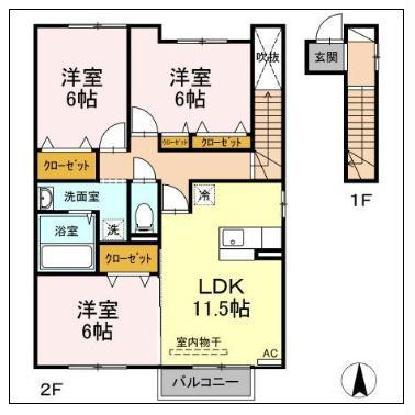 ブランシェコートL II(3LDK/2階)の間取り写真
