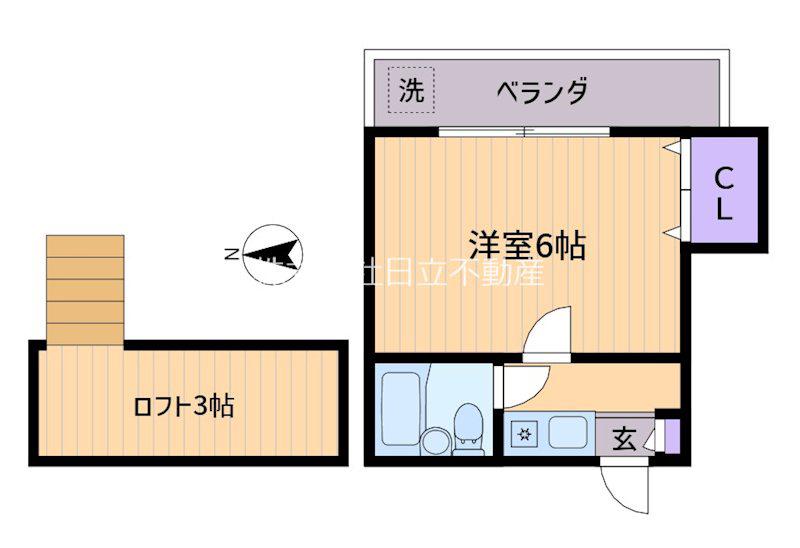 スターハイツ(1K/2階)の間取り写真