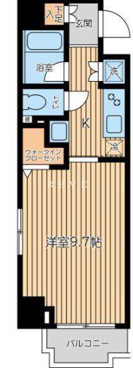 CITY SPIRE蔵前(1K/6階)の間取り写真