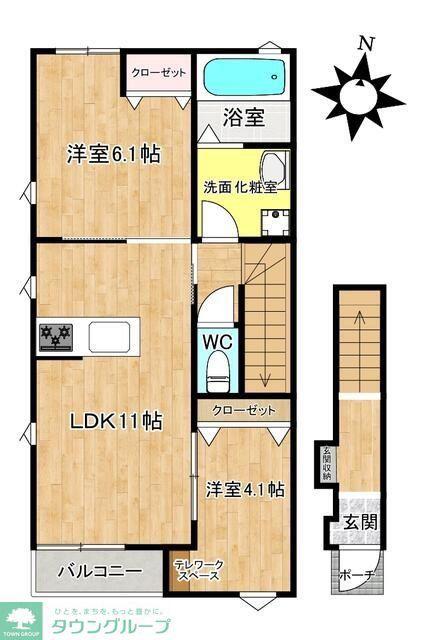 ラルジュ八潮A棟(2LDK/2階)の間取り写真