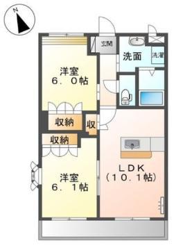 ランドマーク曙壱番館(2LDK/2階)の間取り写真