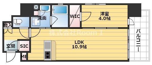 OPUS RESIDENCE SHINSAIBASHI サウスオ(1LDK/11階)の間取り写真