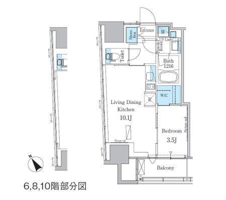 パークアクシス横濱関内スクエア(1LDK/6階)の間取り写真