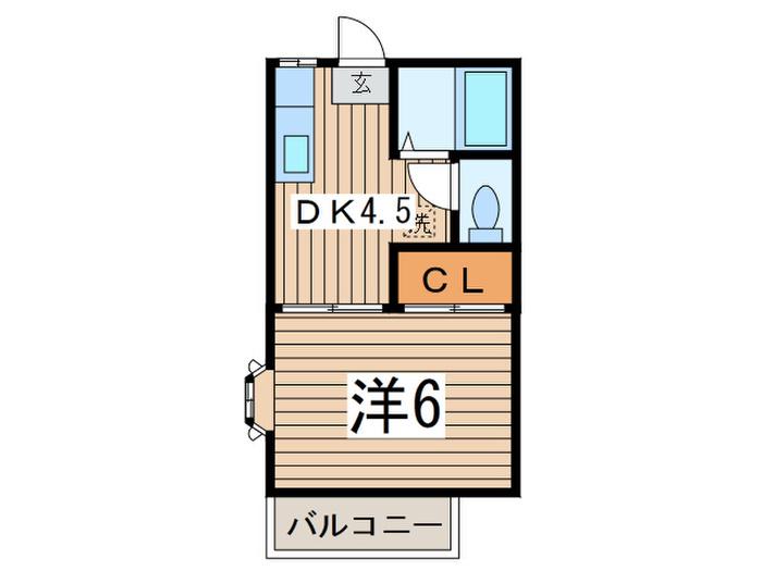 パルハイム二俣川A(1DK/2階)の間取り写真