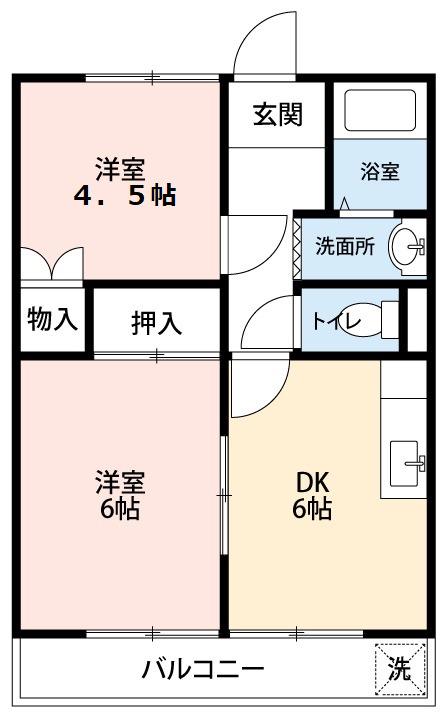 スリーアイランド(2DK/2階)の間取り写真