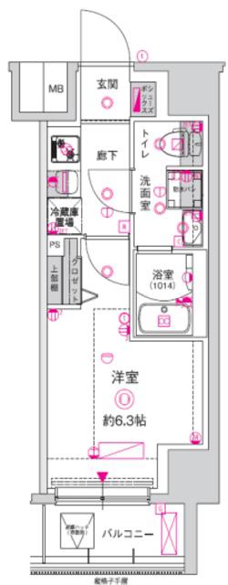 CREST TAPP川崎港町(1K/7階)の間取り写真