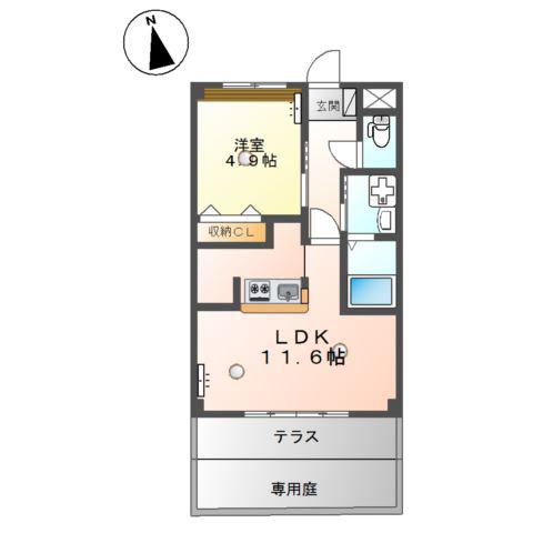 ロイヤル カクタス(1LDK/1階)の間取り写真