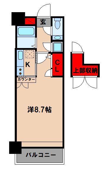 エステートモア浄水通(1K/11階)の間取り写真