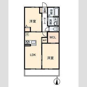 ウィステリア新宮(2LDK/2階)の間取り写真