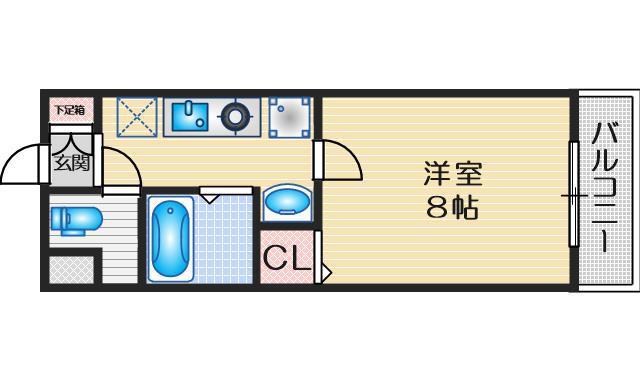グランドステージ江坂(1K/4階)の間取り写真
