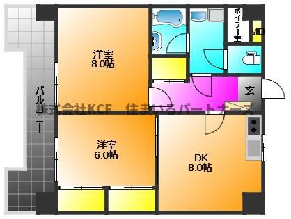 鎮西ビル(2DK/5階)の間取り写真