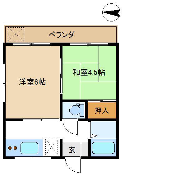 パールハイツ(2K/2階)の間取り写真