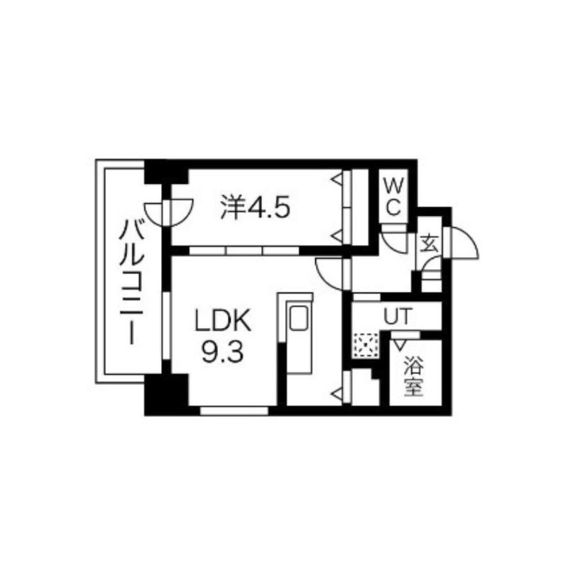 プライマル札幌桑園(1LDK/3階)の間取り写真