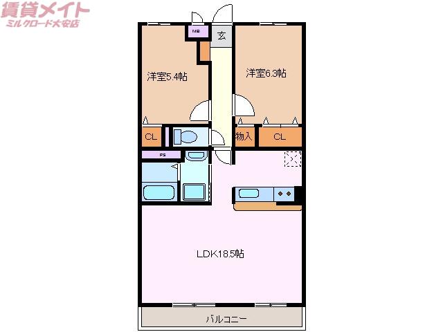 メゾンルミエール(2LDK/2階)の間取り写真