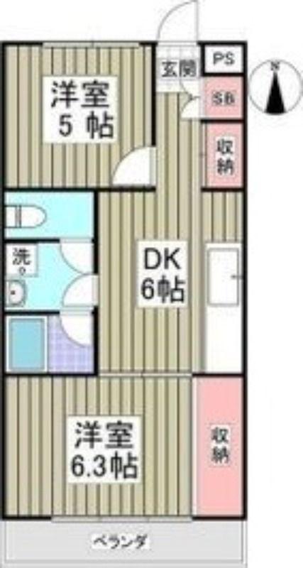 リバーサイド秀和(2DK/1階)の間取り写真