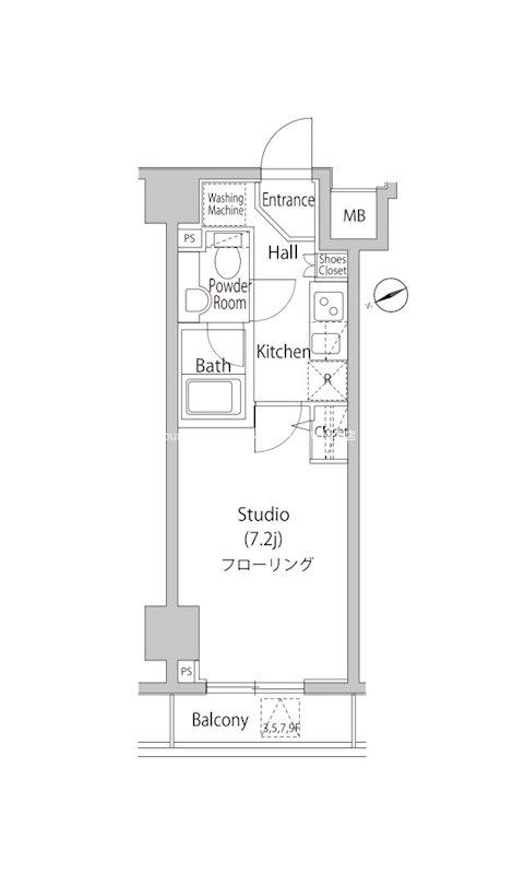 CASA SPLENDIDO TORANOMON ESTカーサスプレ(1K/8階)の間取り写真