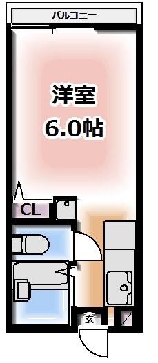 ヒロハイツ(ワンルーム/2階)の間取り写真