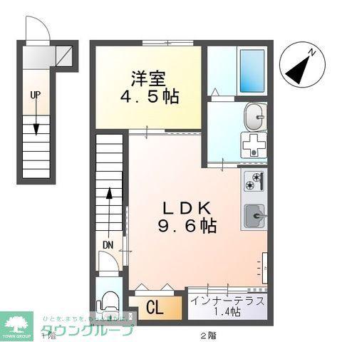 ベル・エラン(1LDK/2階)の間取り写真