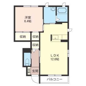 ディアコート優(1LDK/1階)の間取り写真