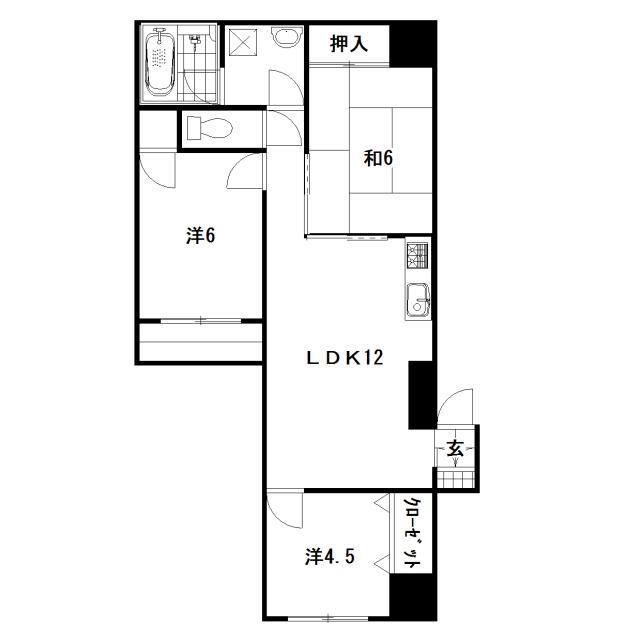 エクセルシオール新町(3LDK/4階)の間取り写真