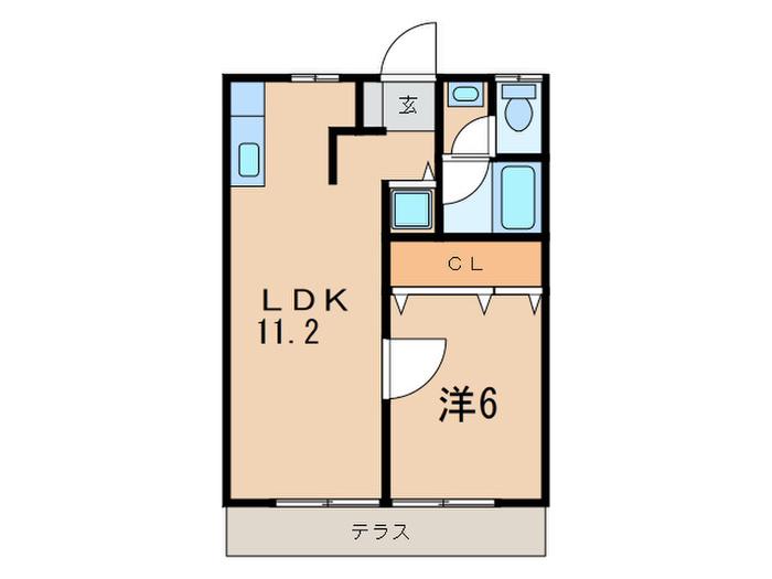 ハイツ森(1LDK/1階)の間取り写真