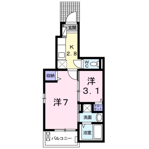 AURORA(1SK/1階)の間取り写真