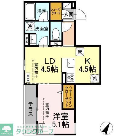 アリアリュクス(1LDK/1階)の間取り写真