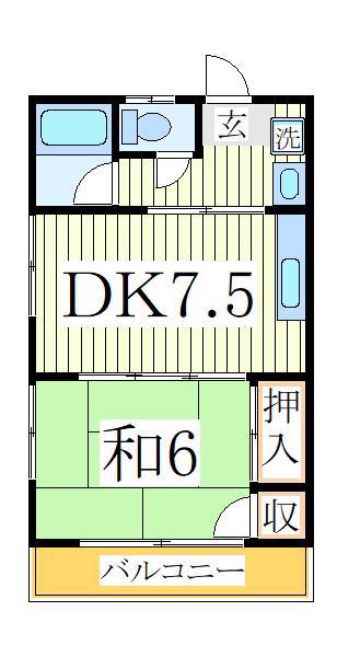 三幸ビレッジ1号棟(1DK/1階)の間取り写真