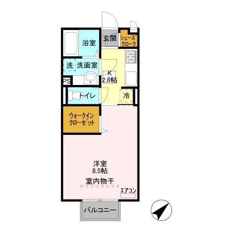 プレシャス前橋(1K/1階)の間取り写真