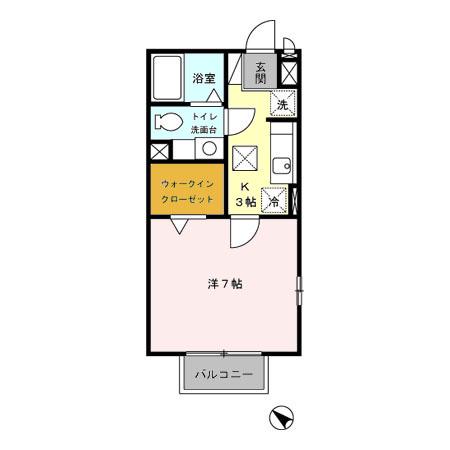 B-クレセント(1K/1階)の間取り写真