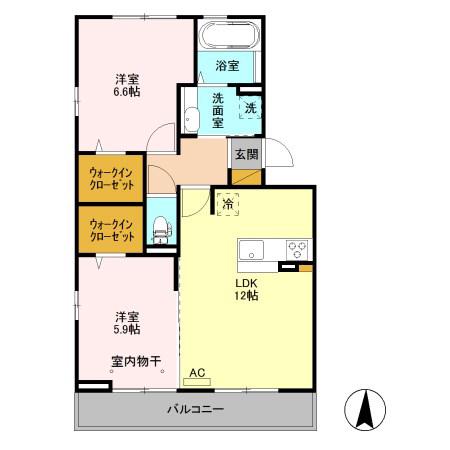 モルゲンロート 光(2LDK/1階)の間取り写真