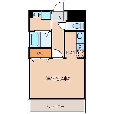 アメニティN(1K/1階)の間取り写真
