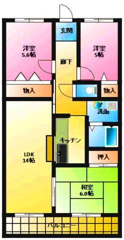 フォレスト谷上(3LDK/1階)の間取り写真