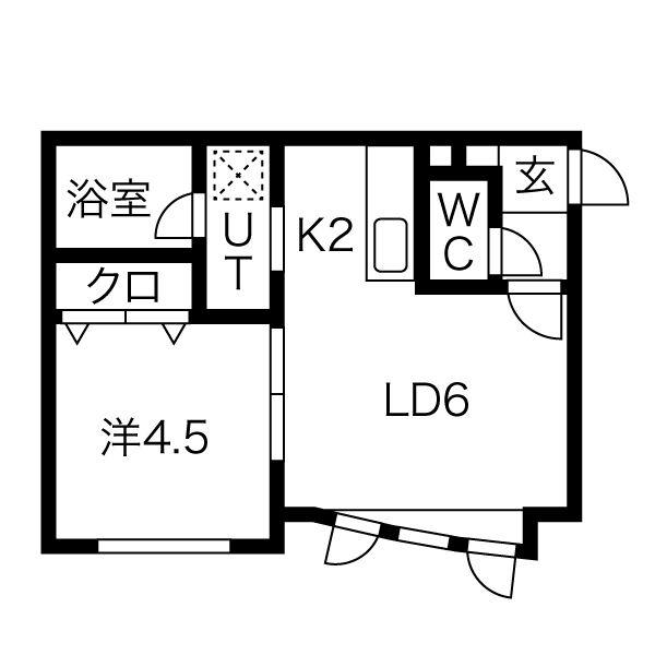 アミカル元町(1LDK/2階)の間取り写真