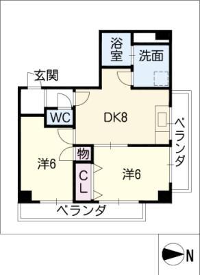 須原ビル(2DK/5階)の間取り写真