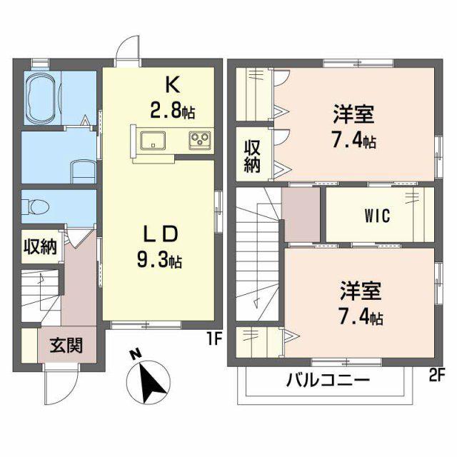 ヴィレッタ セレナ(2LDK/1階)の間取り写真