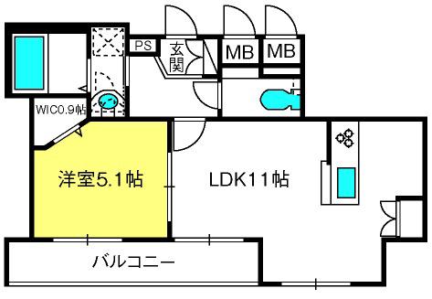 LE CHIEN大宮東町(1LDK/3階)の間取り写真