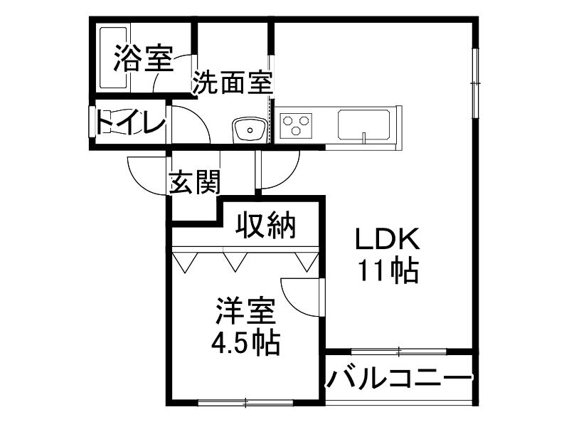 パリエ73(1DK/1階)の間取り写真
