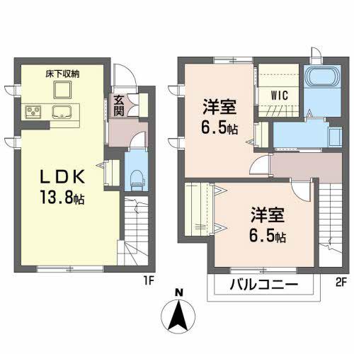ツインリーフ連坊(2LDK/1階)の間取り写真