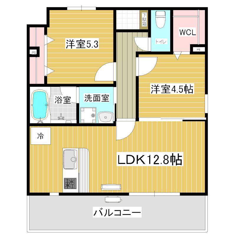 フロンティアTACHIBANAII(2LDK/5階)の間取り写真