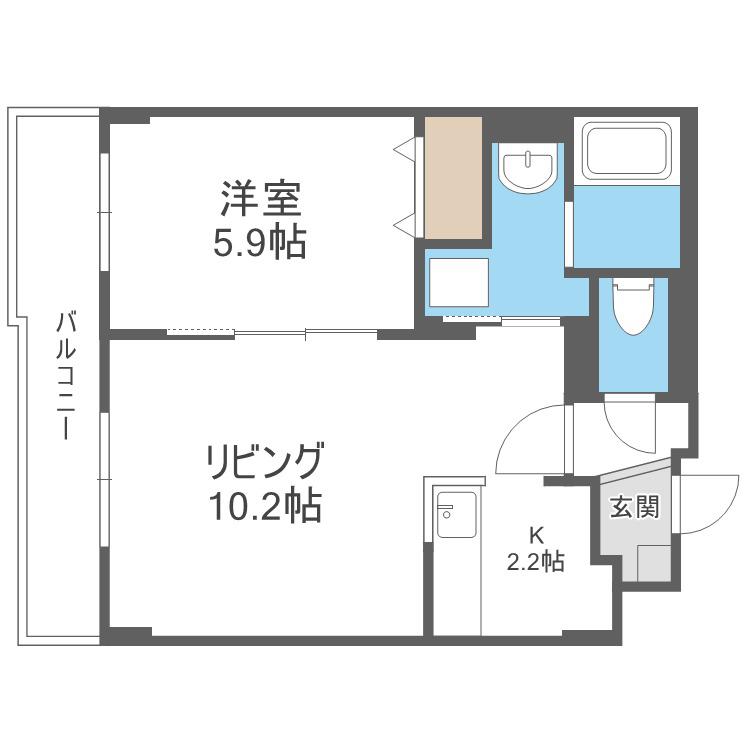 平岸RIVERSIDE(1LDK/2階)の間取り写真