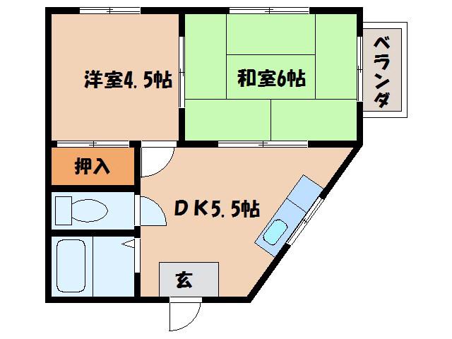 みなみハイツ(2DK/1階)の間取り写真