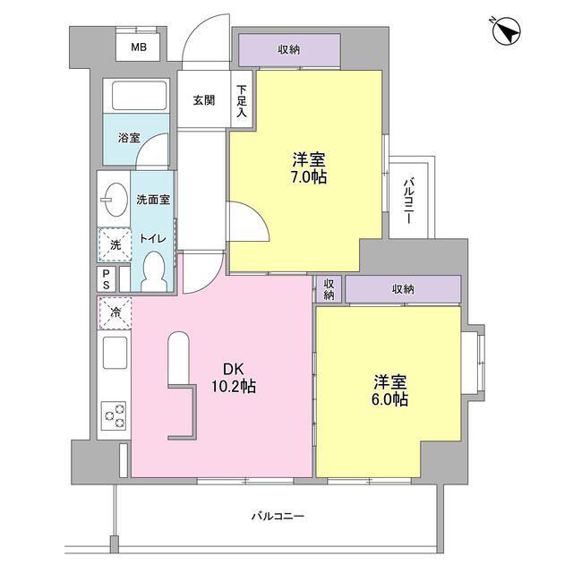 プロスペクト西巣鴨(2LDK/6階)の間取り写真