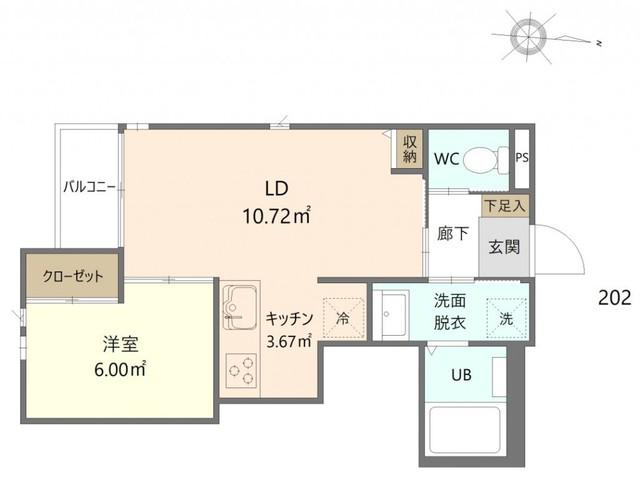 シャルマン今宿(1LDK/2階)の間取り写真
